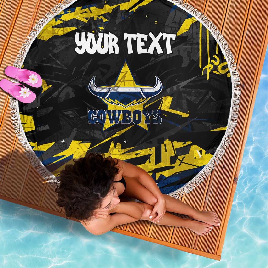 Personalized North Queensland Cowboys Beach Blanket Graffiti Grunge Abstract Urban Street Style Design