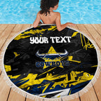 Personalized North Queensland Cowboys Beach Blanket Graffiti Grunge Abstract Urban Street Style Design