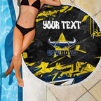 Personalized North Queensland Cowboys Beach Blanket Graffiti Grunge Abstract Urban Street Style Design