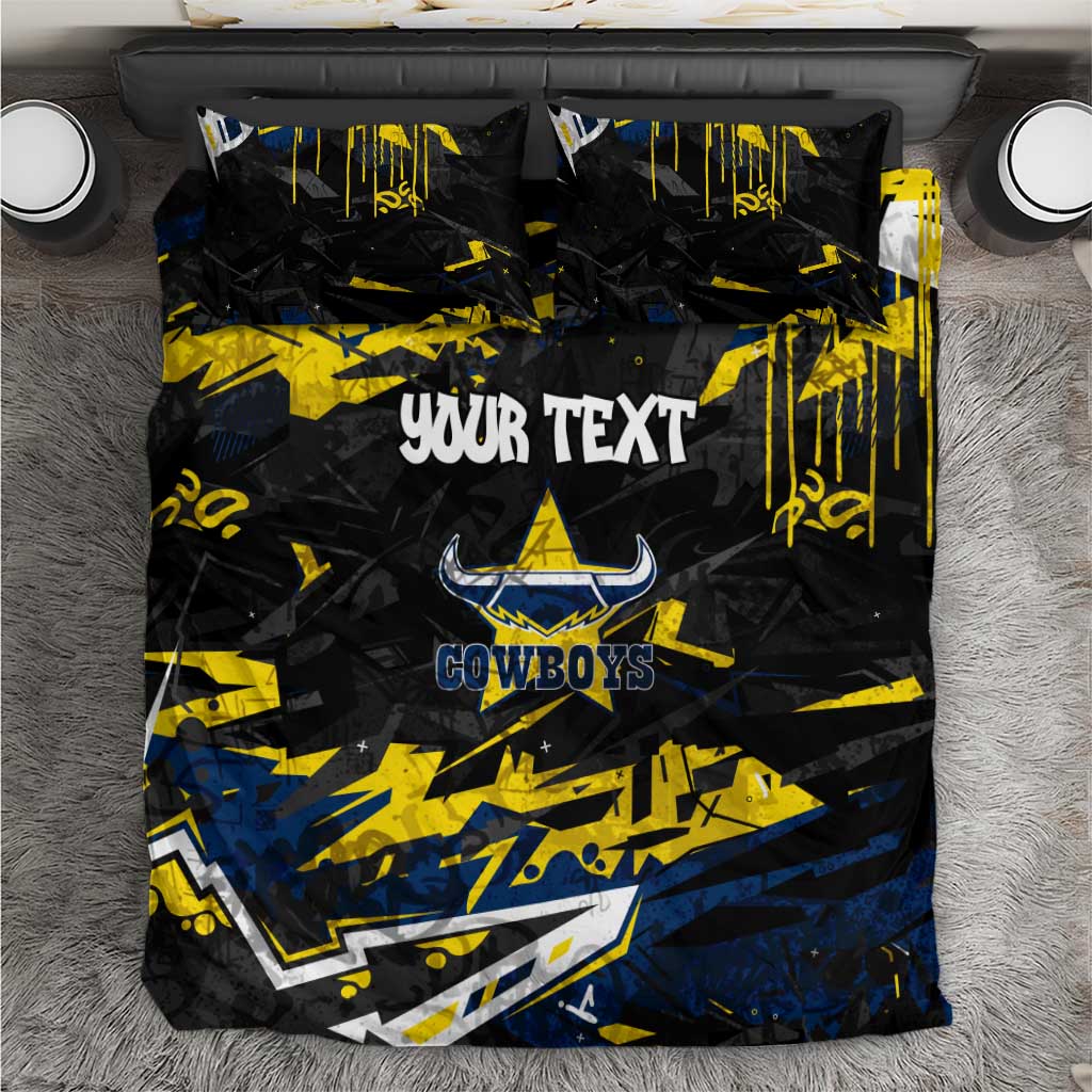 Personalized North Queensland Cowboys Bedding Set Graffiti Grunge Abstract Urban Street Style Design