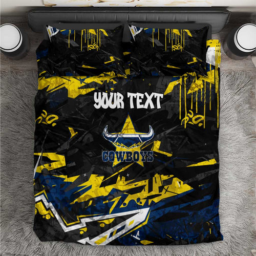 Personalized North Queensland Cowboys Bedding Set Graffiti Grunge Abstract Urban Street Style Design