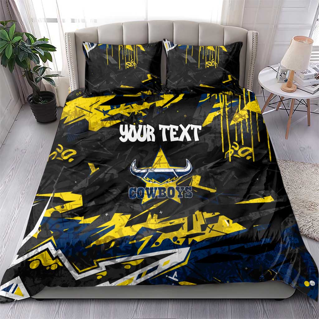 Personalized North Queensland Cowboys Bedding Set Graffiti Grunge Abstract Urban Street Style Design