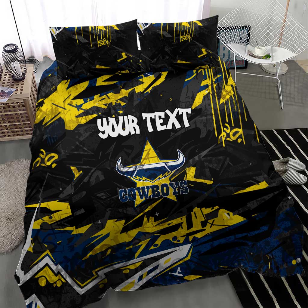 Personalized North Queensland Cowboys Bedding Set Graffiti Grunge Abstract Urban Street Style Design