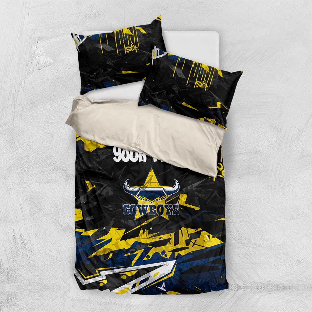 Personalized North Queensland Cowboys Bedding Set Graffiti Grunge Abstract Urban Street Style Design