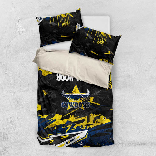 Personalized North Queensland Cowboys Bedding Set Graffiti Grunge Abstract Urban Street Style Design