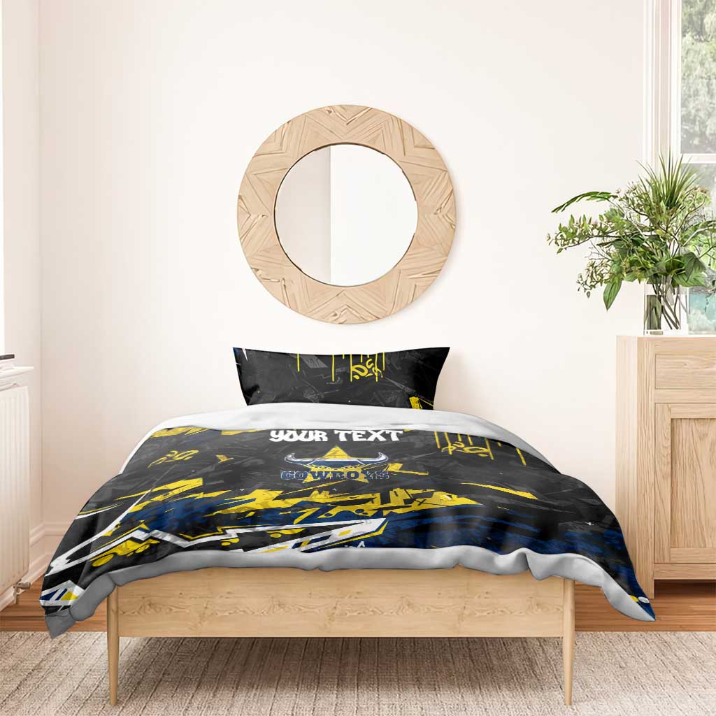 Personalized North Queensland Cowboys Bedding Set Graffiti Grunge Abstract Urban Street Style Design