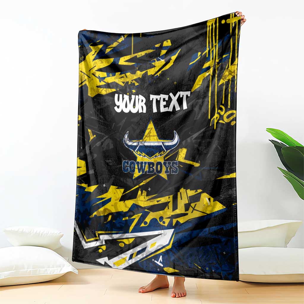 Personalized North Queensland Cowboys Blanket Graffiti Grunge Abstract Urban Street Style Design