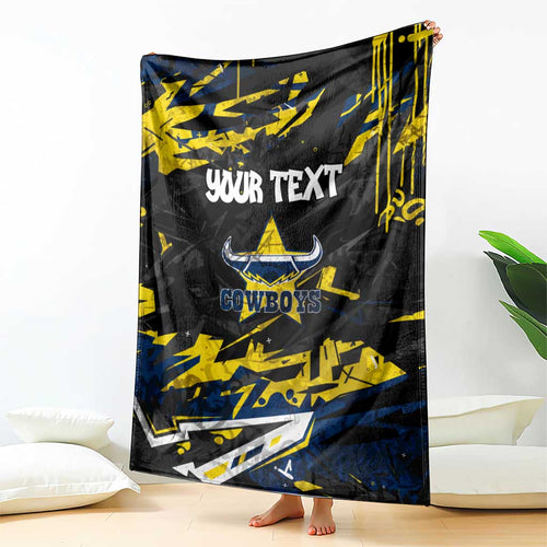 Personalized North Queensland Cowboys Blanket Graffiti Grunge Abstract Urban Street Style Design