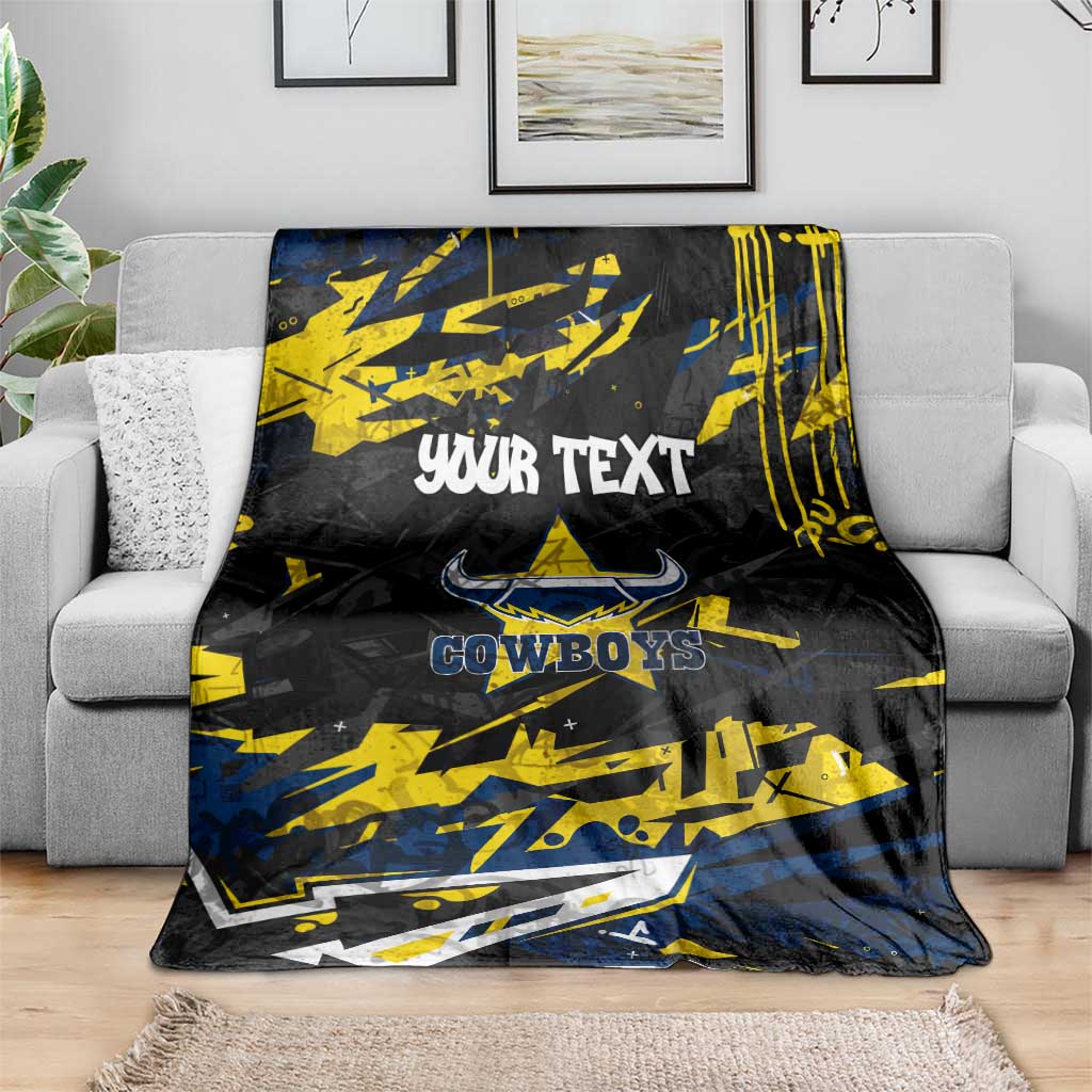 Personalized North Queensland Cowboys Blanket Graffiti Grunge Abstract Urban Street Style Design