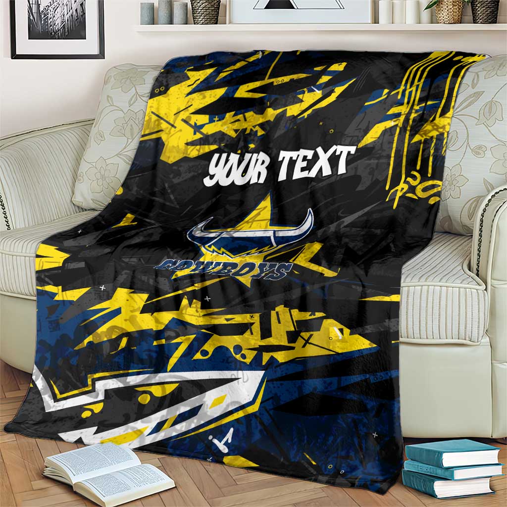 Personalized North Queensland Cowboys Blanket Graffiti Grunge Abstract Urban Street Style Design