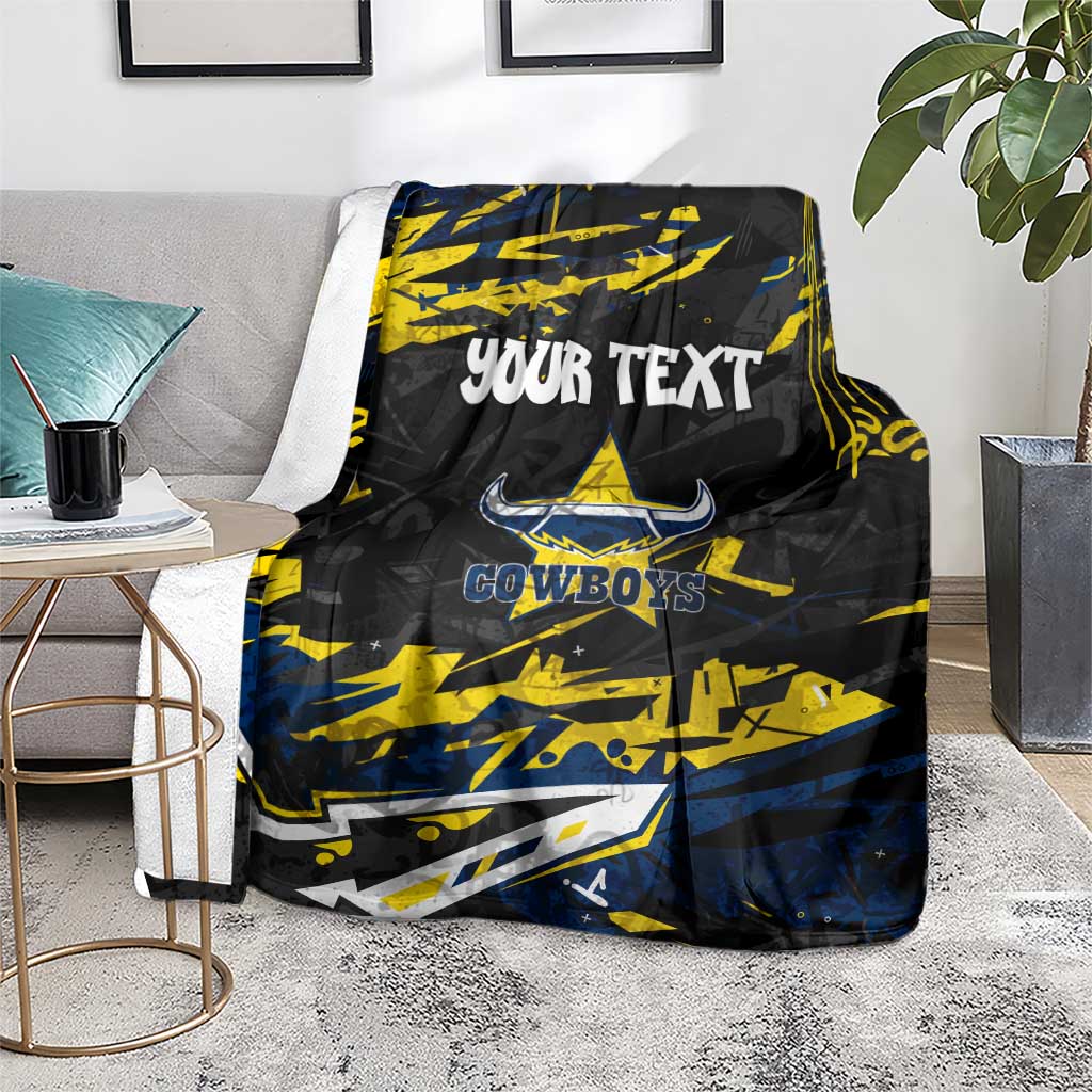 Personalized North Queensland Cowboys Blanket Graffiti Grunge Abstract Urban Street Style Design