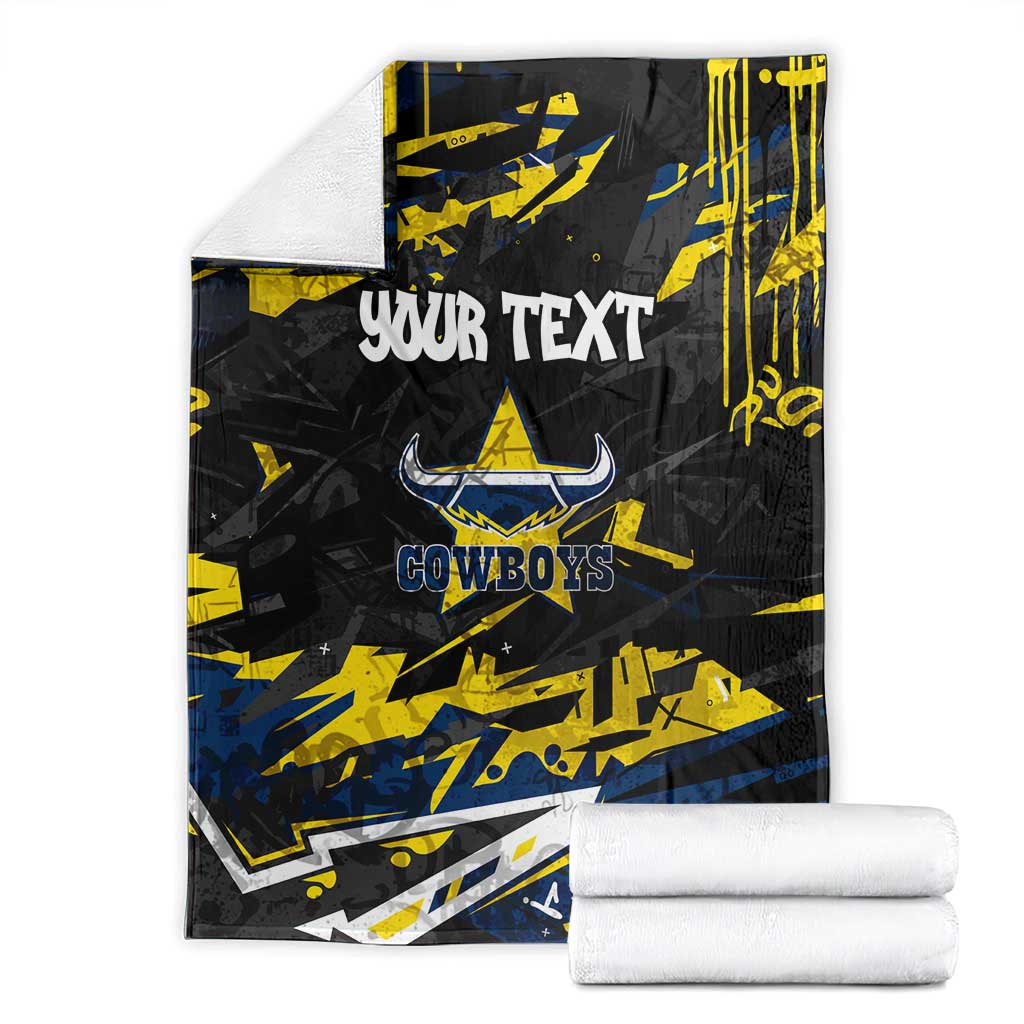 Personalized North Queensland Cowboys Blanket Graffiti Grunge Abstract Urban Street Style Design