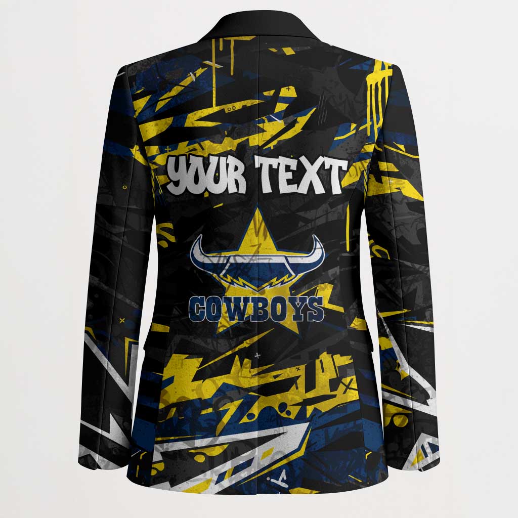 Personalized North Queensland Cowboys Blazer Graffiti Grunge Abstract Urban Street Style Design