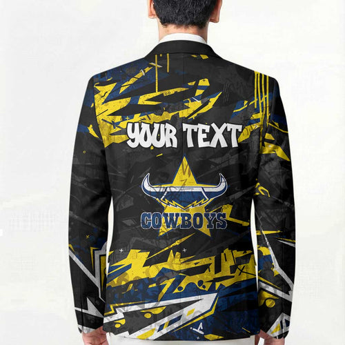 Personalized North Queensland Cowboys Blazer Graffiti Grunge Abstract Urban Street Style Design