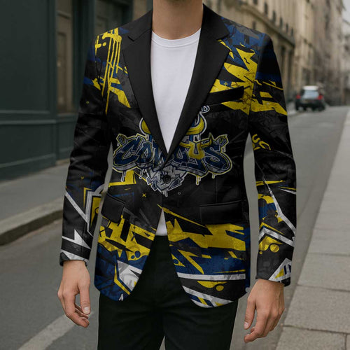 Personalized North Queensland Cowboys Blazer Graffiti Grunge Abstract Urban Street Style Design