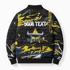 Personalized North Queensland Cowboys Bomber Puffer Jacket Graffiti Grunge Abstract Urban Street Style Design