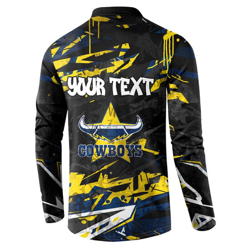 Personalized North Queensland Cowboys Button Sweatshirt Graffiti Grunge Abstract Urban Street Style Design
