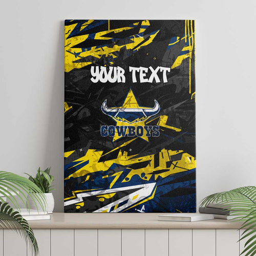 Personalized North Queensland Cowboys Canvas Wall Art Graffiti Grunge Abstract Urban Street Style Design