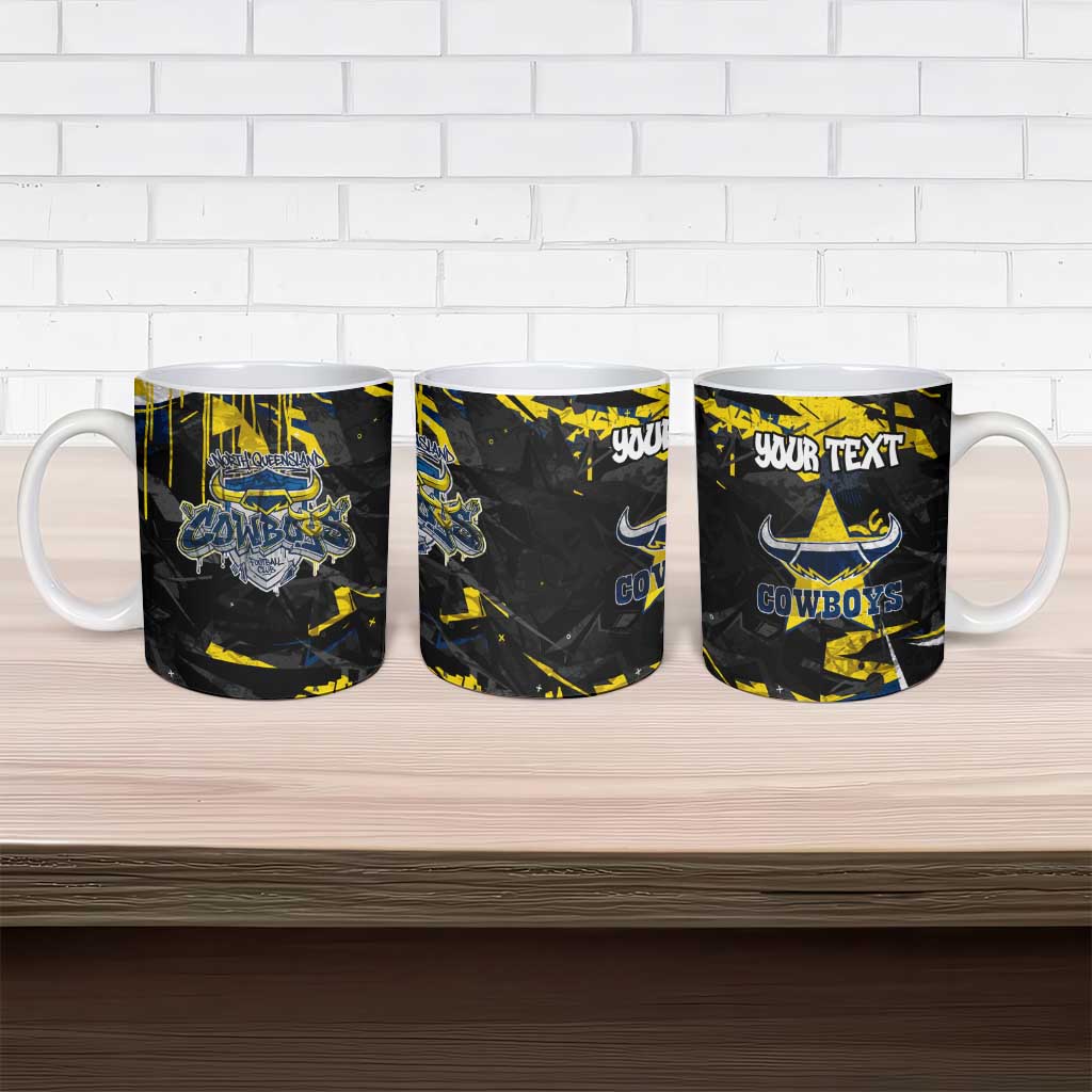 Personalized North Queensland Cowboys Ceramic Mug Graffiti Grunge Abstract Urban Street Style Design