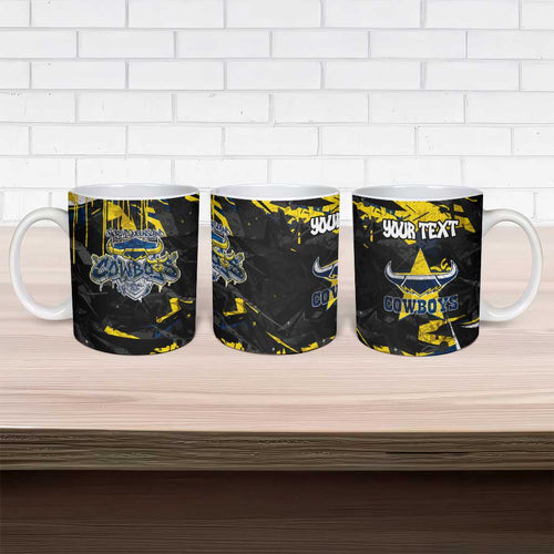 Personalized North Queensland Cowboys Ceramic Mug Graffiti Grunge Abstract Urban Street Style Design