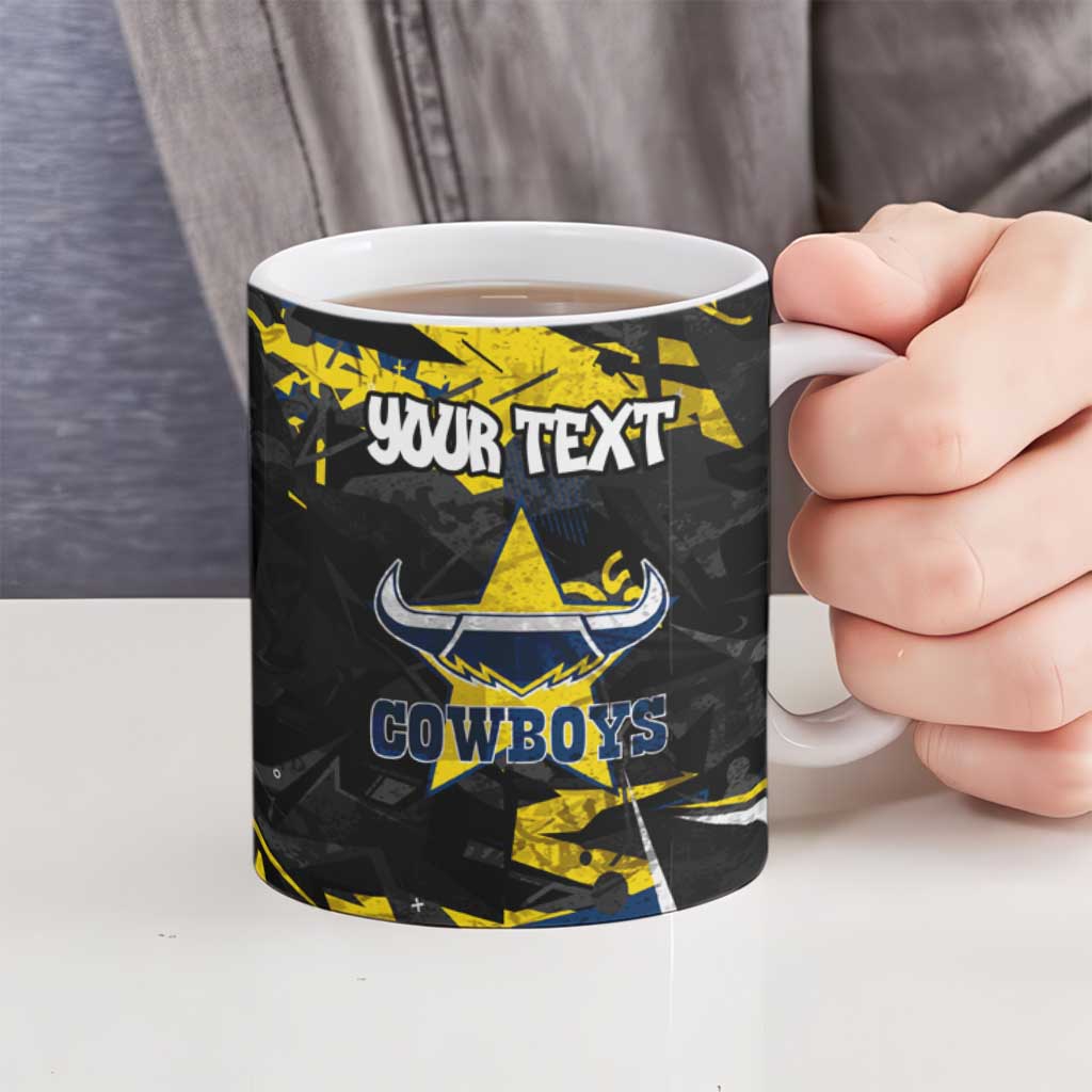 Personalized North Queensland Cowboys Ceramic Mug Graffiti Grunge Abstract Urban Street Style Design