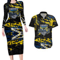 Personalized North Queensland Cowboys Couples Matching Long Sleeve Bodycon Dress and Hawaiian Shirt Graffiti Grunge Abstract Urban Street Style Design
