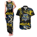 Personalized North Queensland Cowboys Couples Matching Tank Maxi Dress and Hawaiian Shirt Graffiti Grunge Abstract Urban Street Style Design