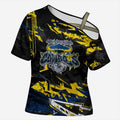 Personalized North Queensland Cowboys Cross Shoulder Shirt Graffiti Grunge Abstract Urban Street Style Design