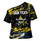 Personalized North Queensland Cowboys Cross Shoulder Shirt Graffiti Grunge Abstract Urban Street Style Design