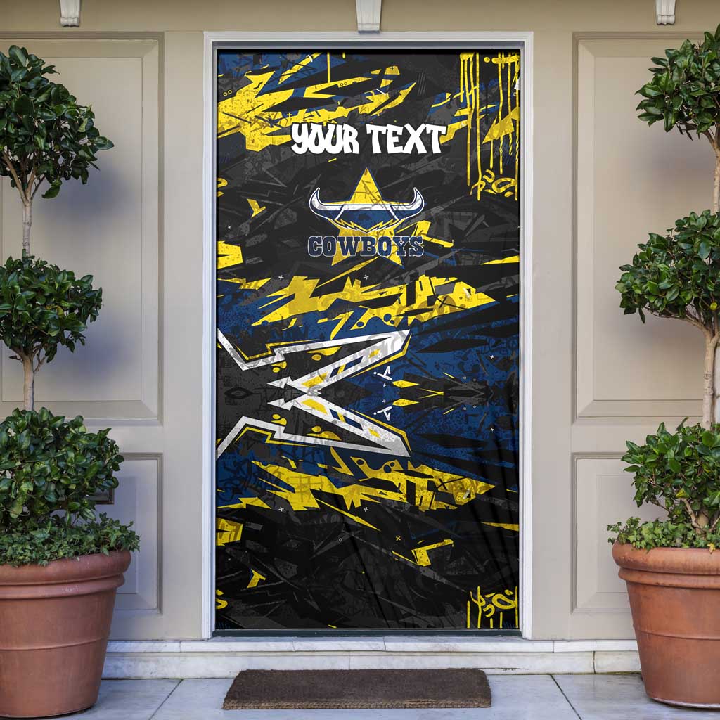 Personalized North Queensland Cowboys Door Cover Graffiti Grunge Abstract Urban Street Style Design
