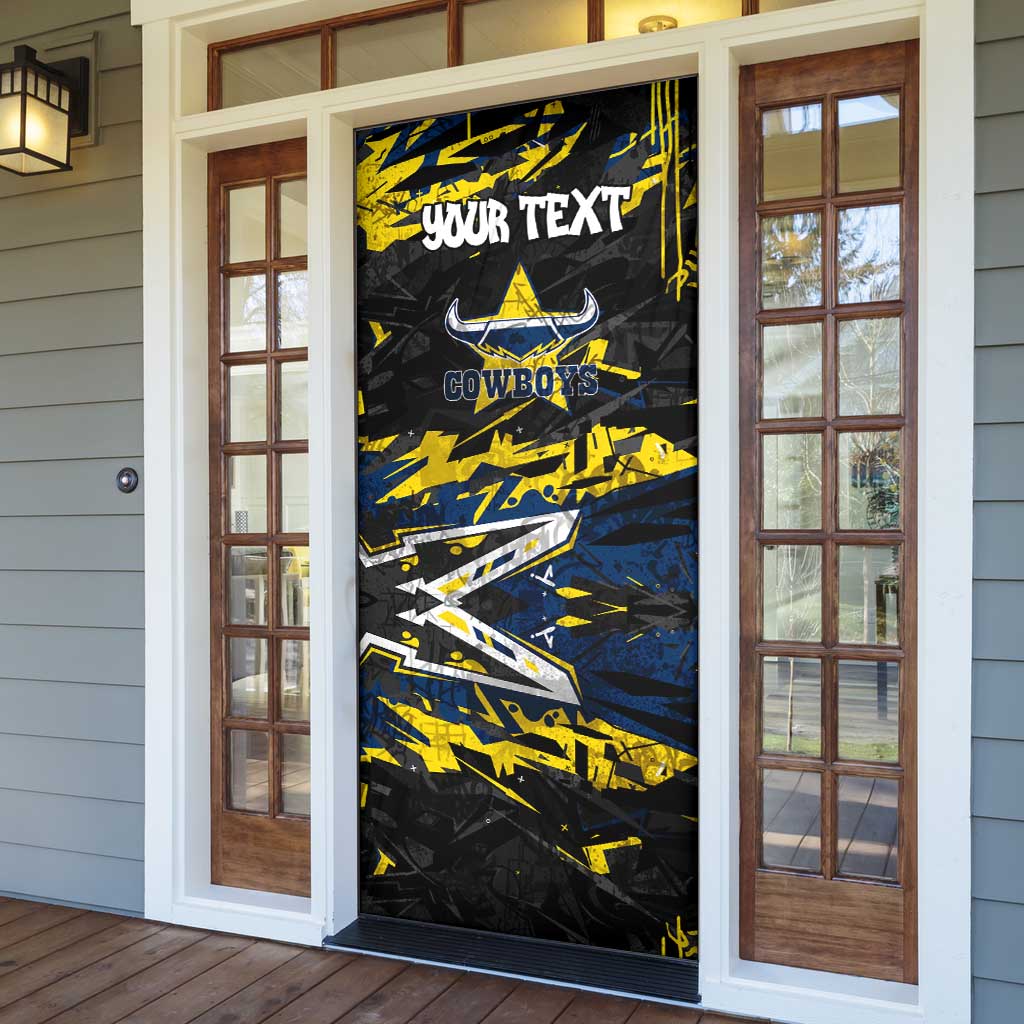 Personalized North Queensland Cowboys Door Cover Graffiti Grunge Abstract Urban Street Style Design