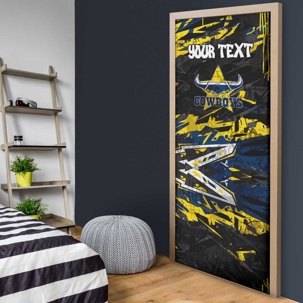 Personalized North Queensland Cowboys Door Cover Graffiti Grunge Abstract Urban Street Style Design