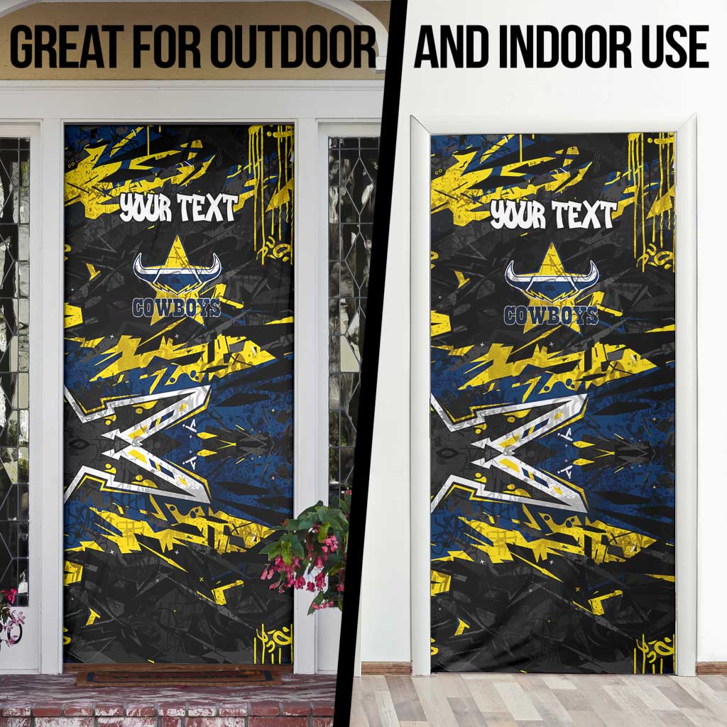 Personalized North Queensland Cowboys Door Cover Graffiti Grunge Abstract Urban Street Style Design