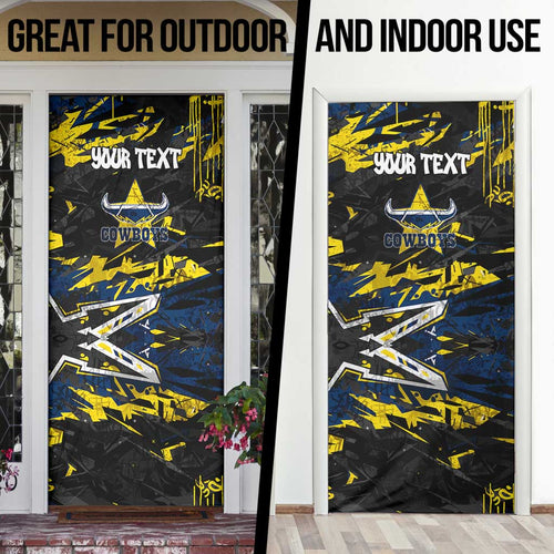 Personalized North Queensland Cowboys Door Cover Graffiti Grunge Abstract Urban Street Style Design
