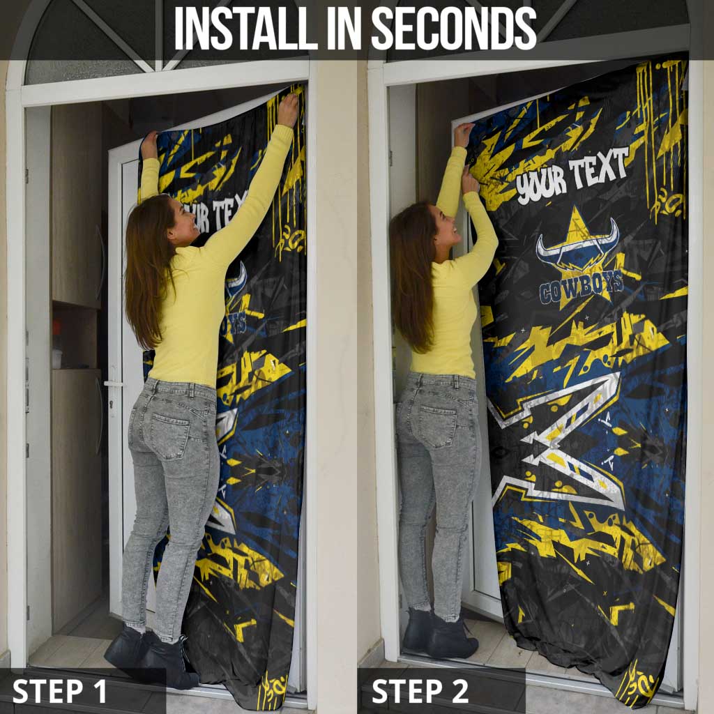 Personalized North Queensland Cowboys Door Cover Graffiti Grunge Abstract Urban Street Style Design
