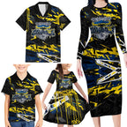 Personalized North Queensland Cowboys Family Matching Long Sleeve Bodycon Dress and Hawaiian Shirt Graffiti Grunge Abstract Urban Street Style Design