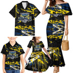 Personalized North Queensland Cowboys Family Matching Mermaid Dress and Hawaiian Shirt Graffiti Grunge Abstract Urban Street Style Design