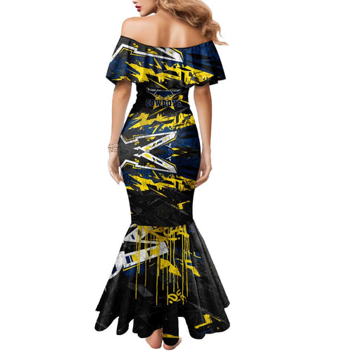 Personalized North Queensland Cowboys Family Matching Mermaid Dress and Hawaiian Shirt Graffiti Grunge Abstract Urban Street Style Design