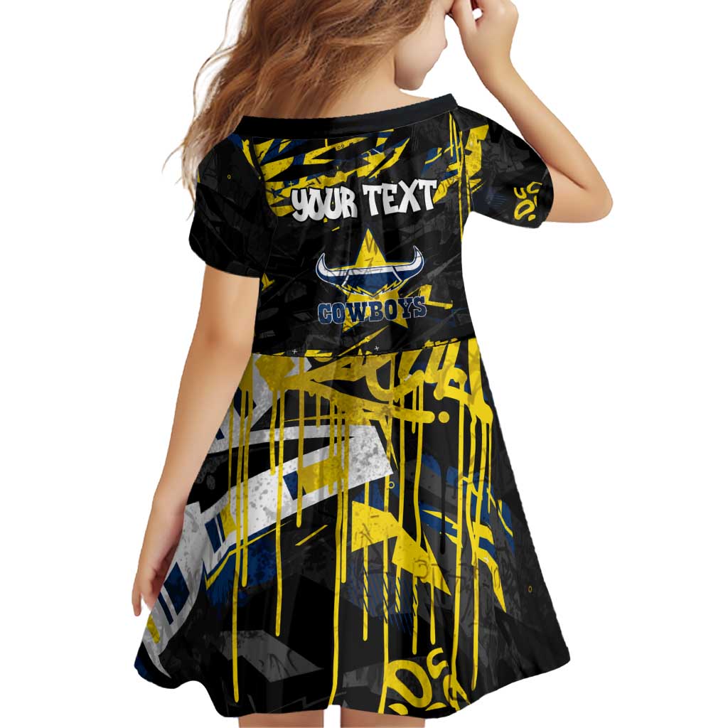 Personalized North Queensland Cowboys Family Matching Off Shoulder Maxi Dress and Hawaiian Shirt Graffiti Grunge Abstract Urban Street Style Design
