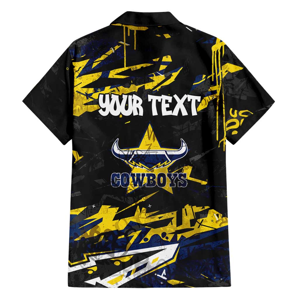 Personalized North Queensland Cowboys Family Matching Off Shoulder Maxi Dress and Hawaiian Shirt Graffiti Grunge Abstract Urban Street Style Design