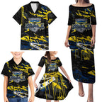 Personalized North Queensland Cowboys Family Matching Puletasi and Hawaiian Shirt Graffiti Grunge Abstract Urban Street Style Design