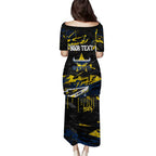 Personalized North Queensland Cowboys Family Matching Puletasi and Hawaiian Shirt Graffiti Grunge Abstract Urban Street Style Design