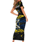 Personalized North Queensland Cowboys Family Matching Short Sleeve Bodycon Dress and Hawaiian Shirt Graffiti Grunge Abstract Urban Street Style Design