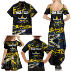 Personalized North Queensland Cowboys Family Matching Summer Maxi Dress and Hawaiian Shirt Graffiti Grunge Abstract Urban Street Style Design
