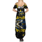 Personalized North Queensland Cowboys Family Matching Summer Maxi Dress and Hawaiian Shirt Graffiti Grunge Abstract Urban Street Style Design