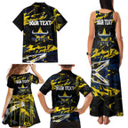 Personalized North Queensland Cowboys Family Matching Tank Maxi Dress and Hawaiian Shirt Graffiti Grunge Abstract Urban Street Style Design