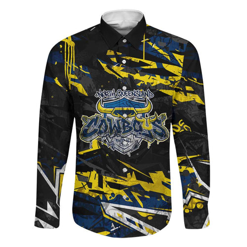 Personalized North Queensland Cowboys Family Matching Tank Maxi Dress and Hawaiian Shirt Graffiti Grunge Abstract Urban Street Style Design