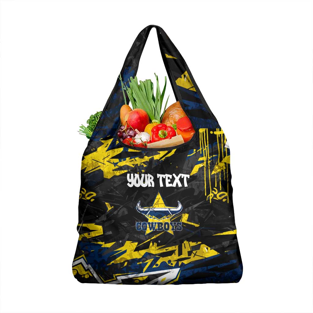 Personalized North Queensland Cowboys Grocery Bag Graffiti Grunge Abstract Urban Street Style Design