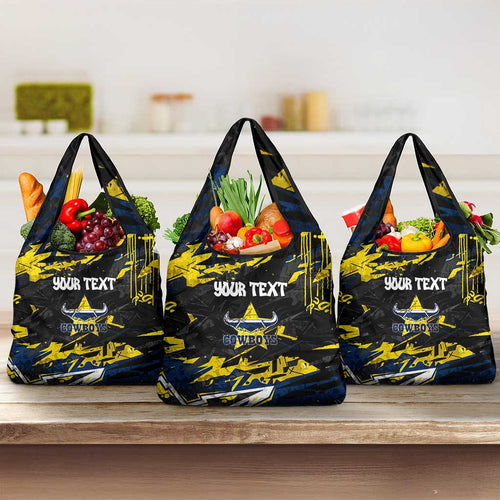 Personalized North Queensland Cowboys Grocery Bag Graffiti Grunge Abstract Urban Street Style Design