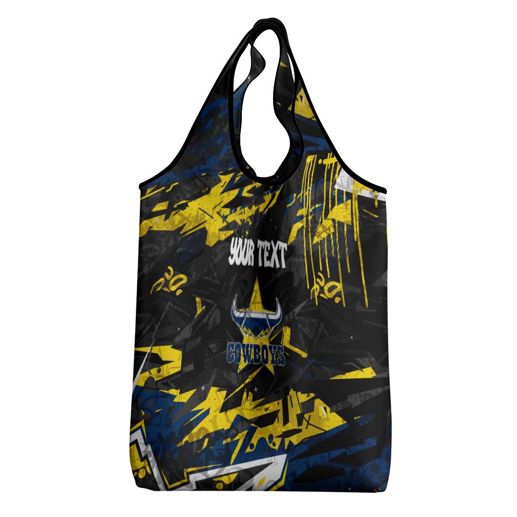 Personalized North Queensland Cowboys Grocery Bag Graffiti Grunge Abstract Urban Street Style Design